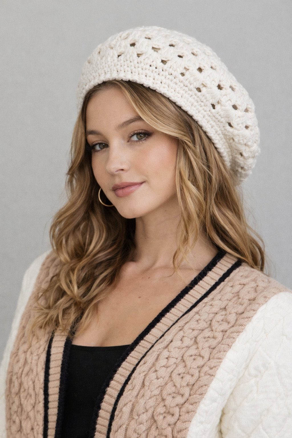 Classic Slouchy Crochet Knit Beret