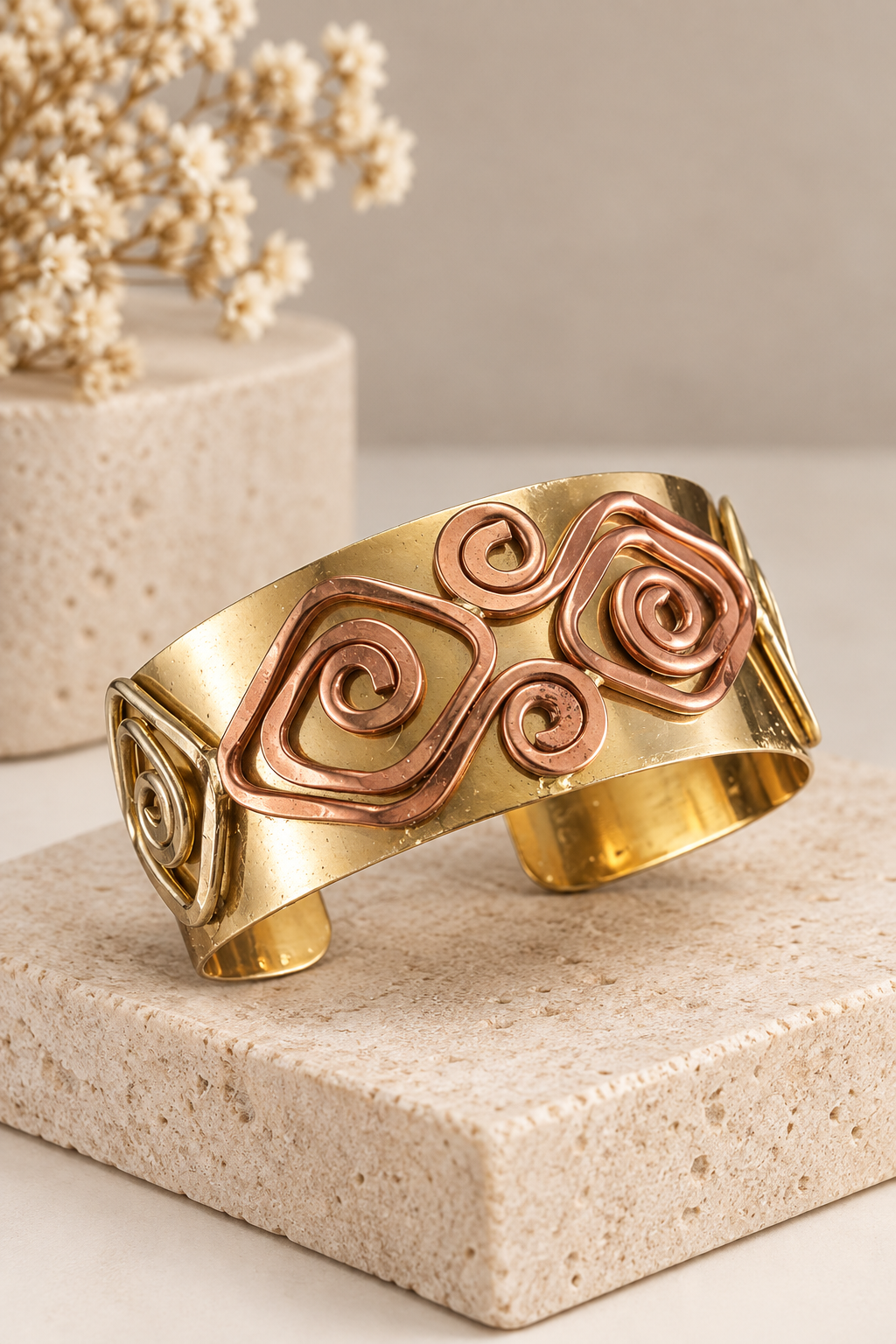 Golden Swirls Mixed Metal Bracelet