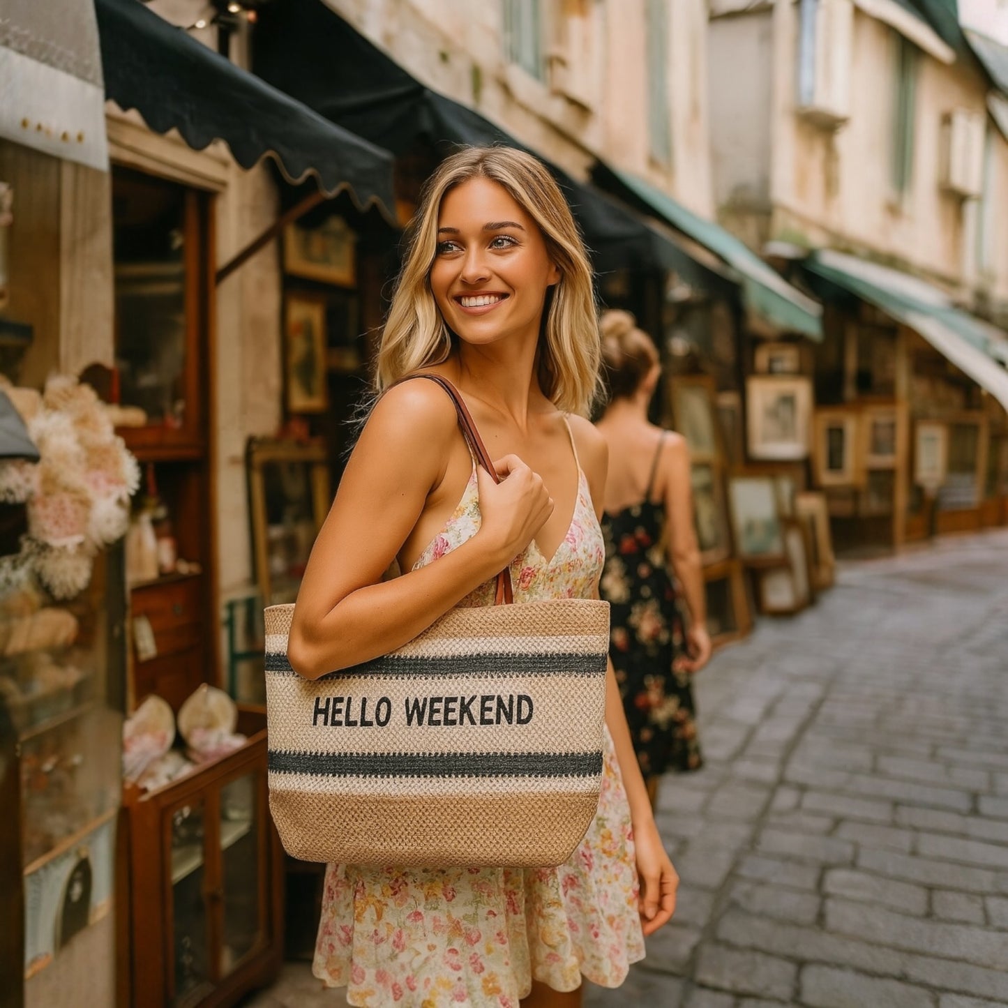 THE HELLO HAUL WEEKEND STRAW BRAIDED TOTE