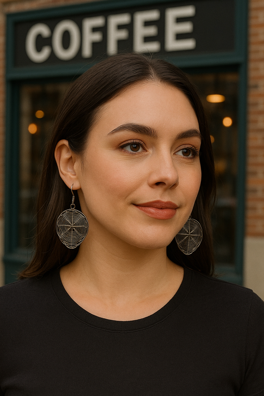 Handmade Silvertone, tear drop basketweave earrings