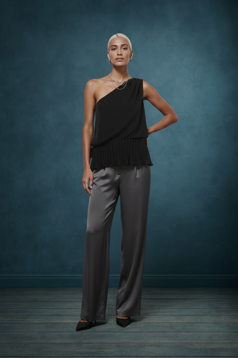 Solstice Pleated One Shoulder Top