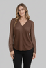 Mocha long sleeve puff sleeve bias-cut blouse