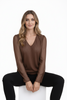 Puff sleeve long sleeve blouse in mocha