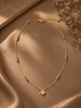Gold mini pave clover pendant chain necklace, front view
