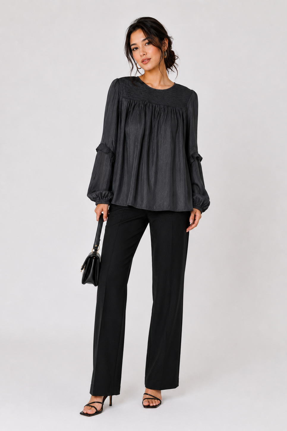 Daydream Drop smocked yoke ruffled sleeve blouse