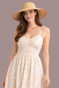 Festival bucket straw hat with rhinestone embellishments