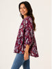 Wine color mix paisley tiered tunic, side view