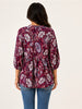Baby doll paisley top with high-low hemline, back detail
