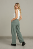 Gray-green pleated wide leg pants