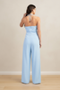 Wide leg halter jumpsuit in light blue