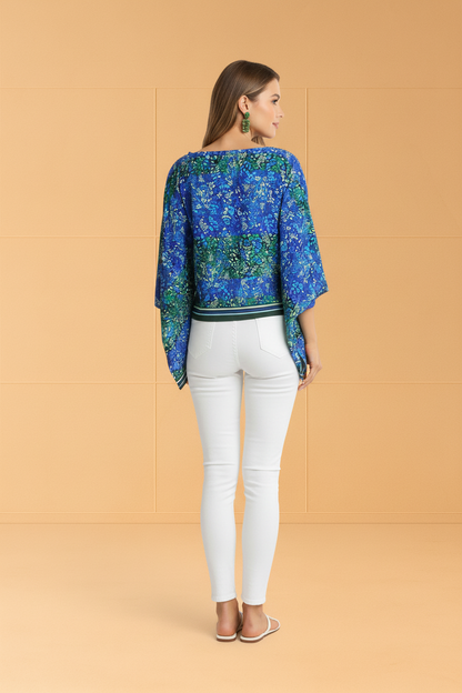 WILD BOTANICA PRINT KIMOMO BOAT NECK TOP