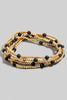 Stone and metallic beaded bracelets, flat lay view