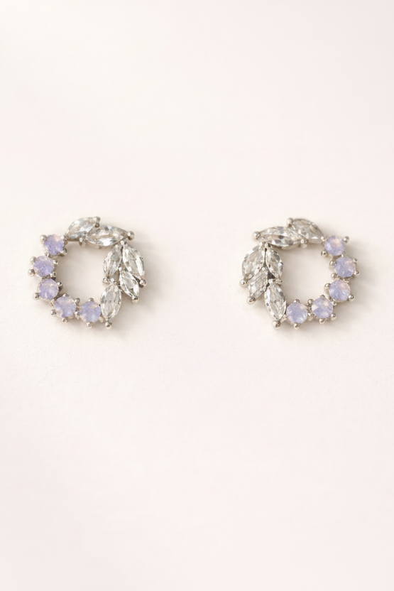 Mixed Cz Cluster Hoop Stud Earrings