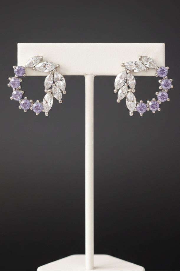 CZ cluster stud earrings with gold finish