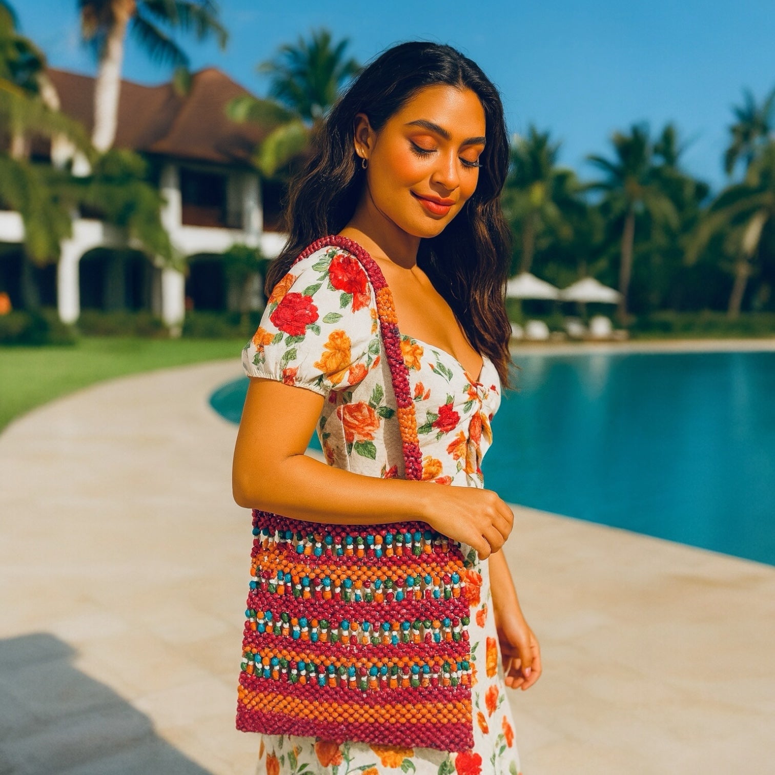 BALI WOODEN BEADSCAPE BAG