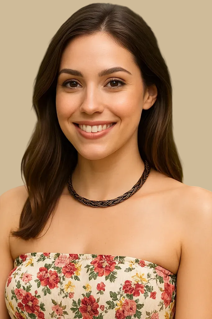 Choker necklace handcrafted using traditional basketweaving techniques