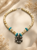 Santa Fe Blossom necklace with magnesite disc beads in soft turquoise
