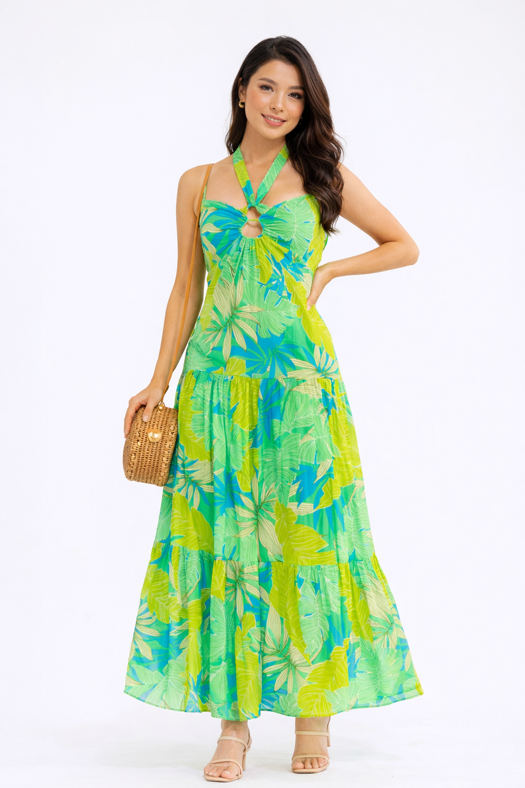 Bora Bora Breeze Open Back Smock Tiered Maxi Dress