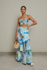 Leaf print crop top and ruffle skirt set
