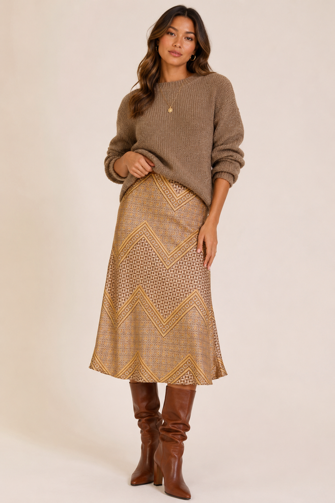 The Golden Hour Mosaic Midi Skirt