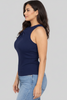 Dark blue twist-neck slinky tank top