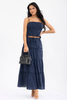 Navy gingham two-piece with smocked top and tiered skirt