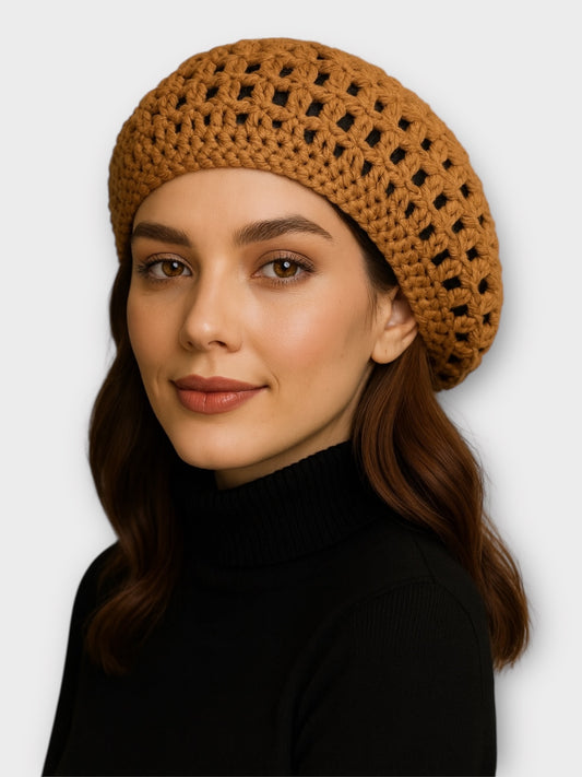 Classic Slouchy Crochet Knit Beret