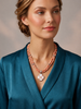 Pink coral and mother of pearl necklace in sterling silver