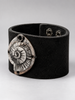 Ammonite Metal Leather Cuff Bracelet