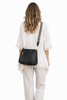 Leopard strap vegan leather fold-over crossbody bag