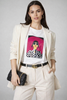 White and fuchsia pop art graphic tee