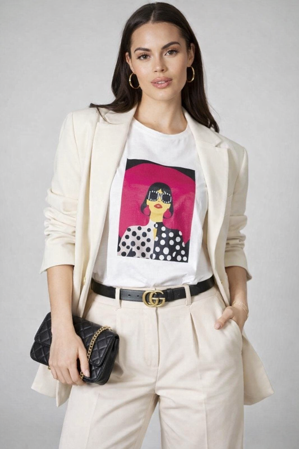 POP ART PORTRAIT DIVA GRAPHIC SHORT SLEEVE T-SHIRT