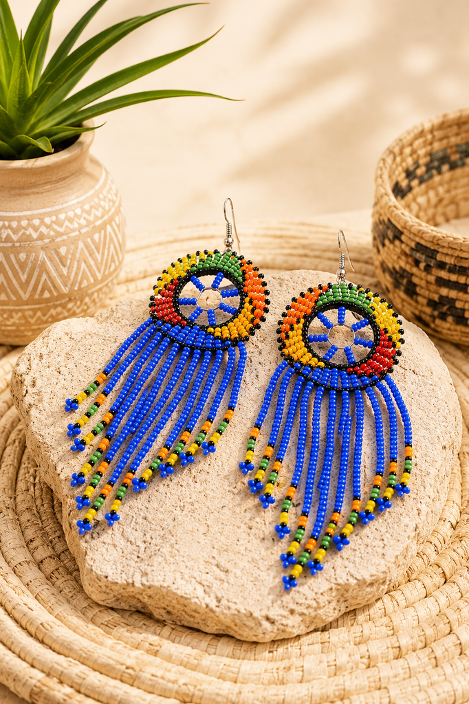 Maasai Sunset Drops handcrafted beaded earrings