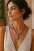 Carved turquoise and coral sterling silver necklace