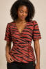 Zebra Tango Cap Sleeve Wrap Top