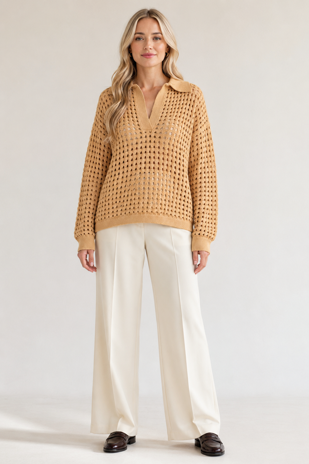 Dune Drift Loose Fit Knit Pullover Sweater