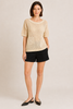 Coastal Crochet Applique Detail Knit Pullover Top