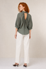 Urban Petal Draped Ruched Up Back Keyhole Blouse