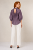 Urban Petal Draped Ruched Up Back Keyhole Blouse