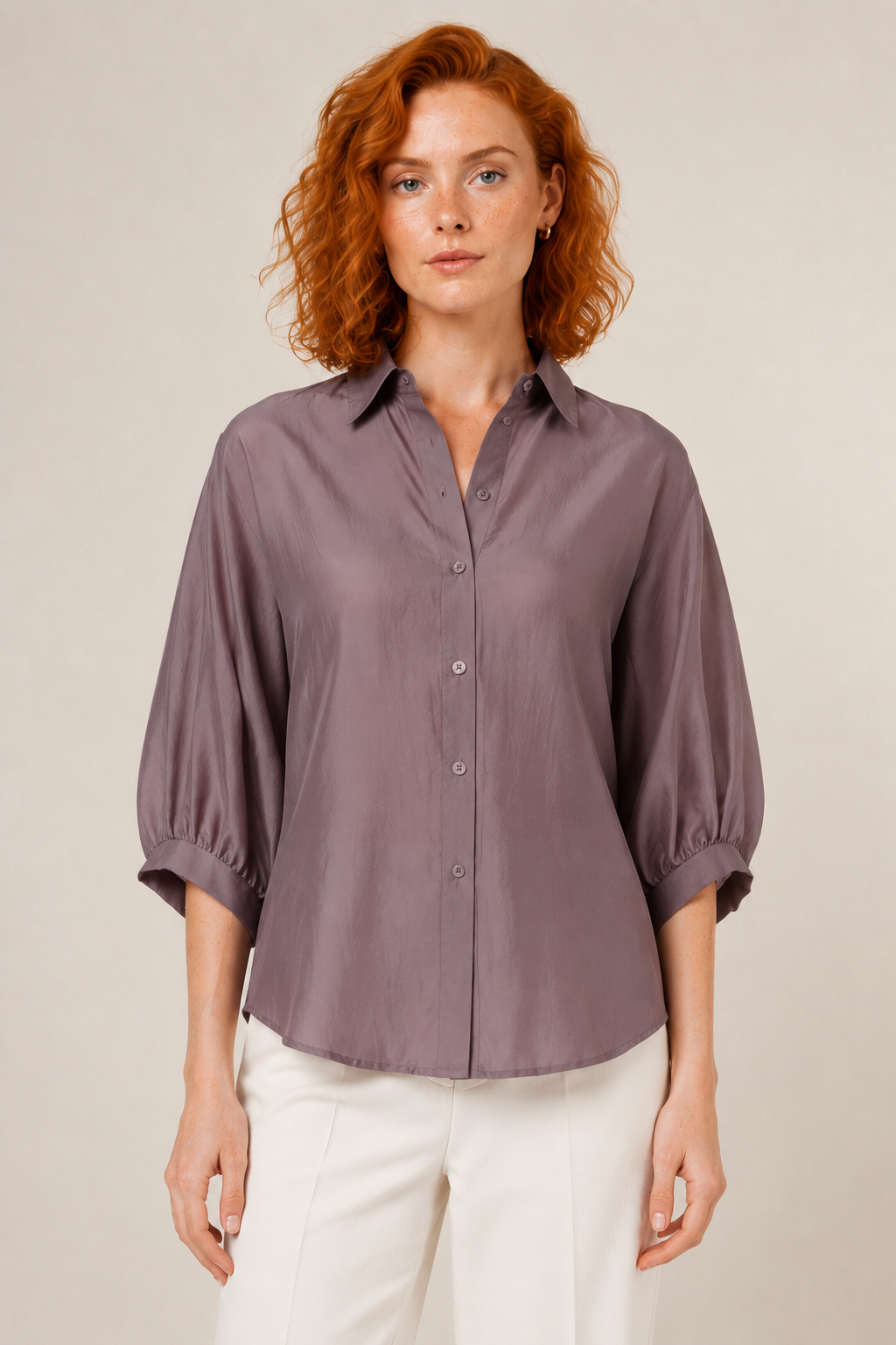 Urban Petal Draped Ruched Up Back Keyhole Blouse