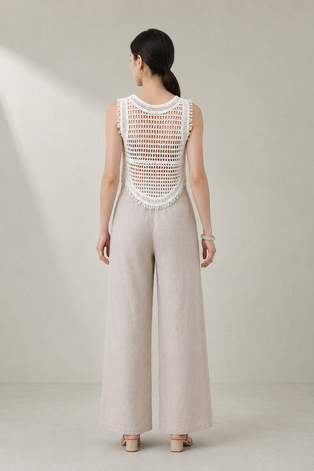 Ivory Horizon Crochet Lace Vest