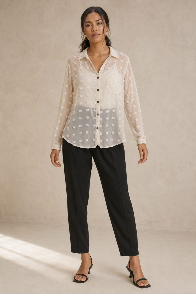 The Sheer Swiss Dot Shirt