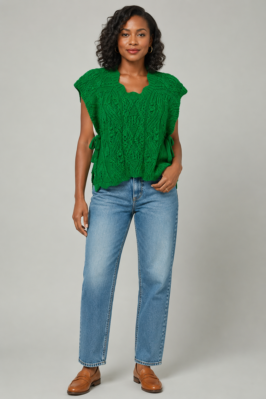 Emerald Vine Cable Sweater Vest
