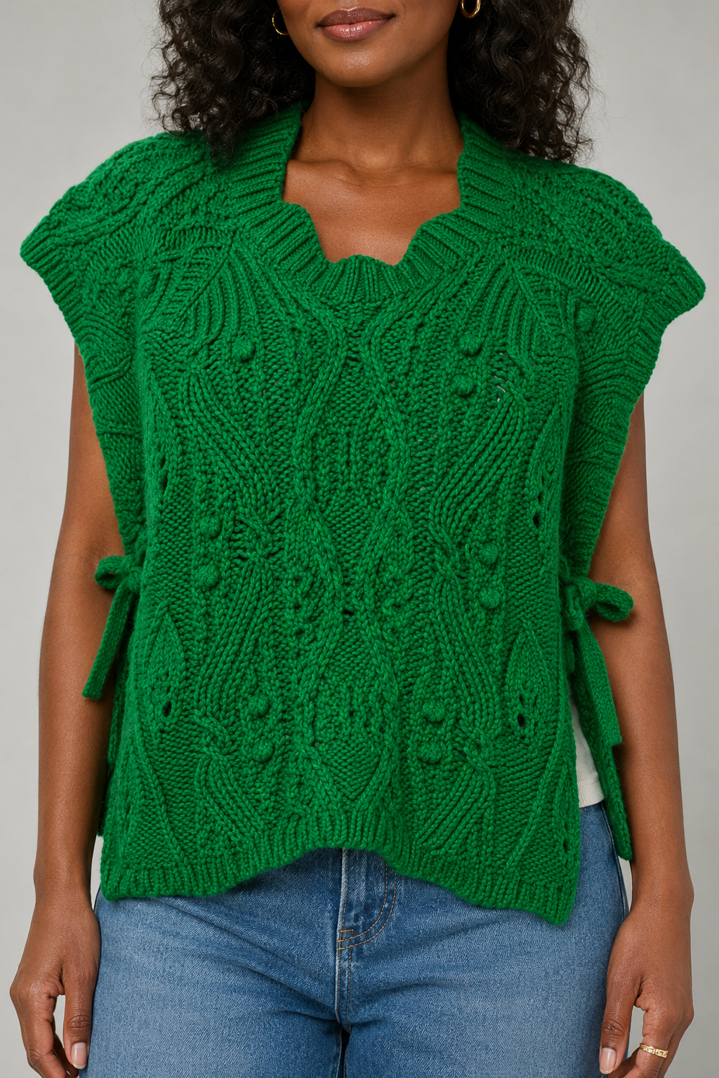 Emerald Vine Cable Sweater Vest