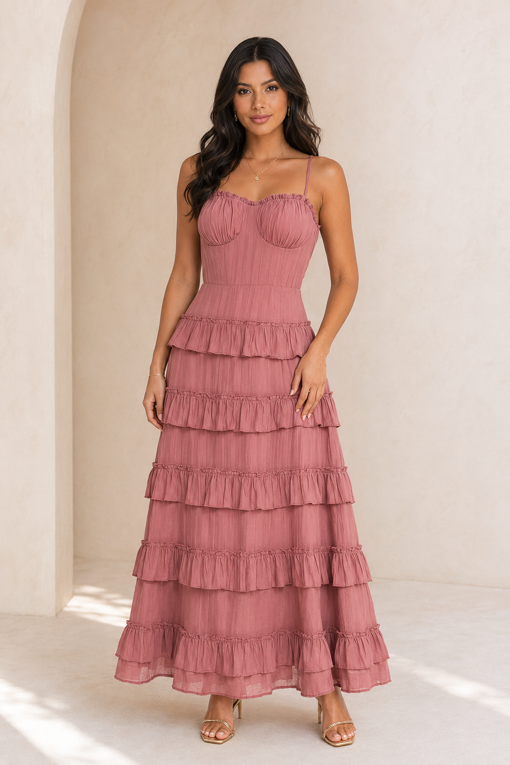 The Serenity Ruffle Tiered Maxi Dress