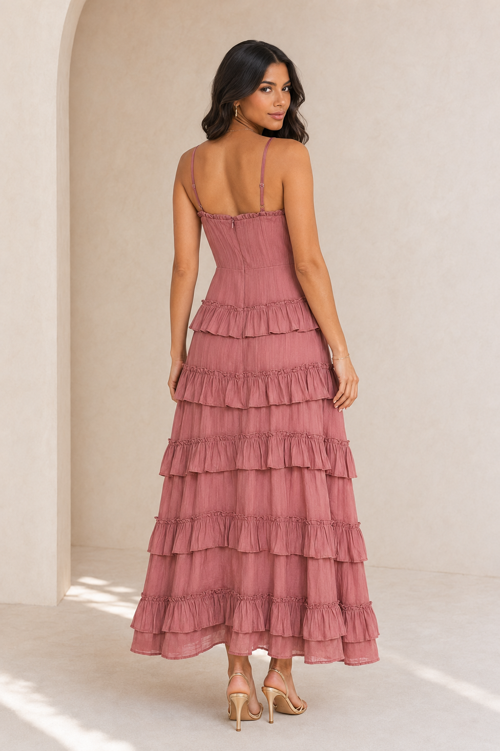 The Serenity Ruffle Tiered Maxi Dress