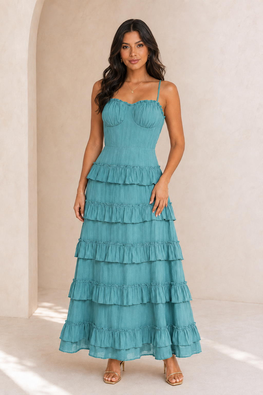 The Serenity Ruffle Tiered Maxi Dress