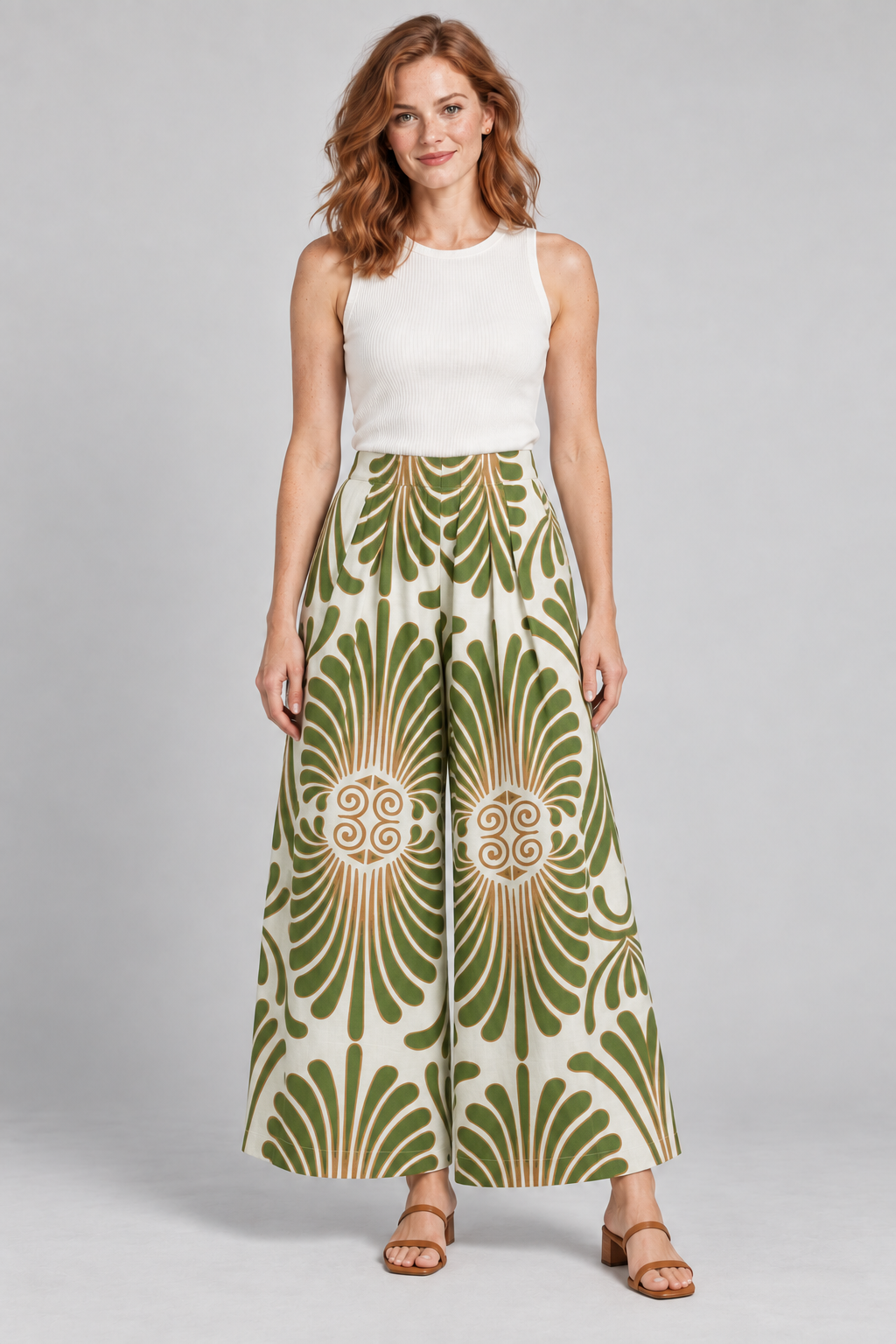 Calypso Palazzo Wide Leg Printed Pants