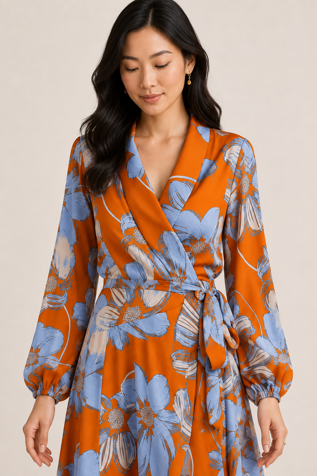 Sunset Bloom High-Low Wrap Dress