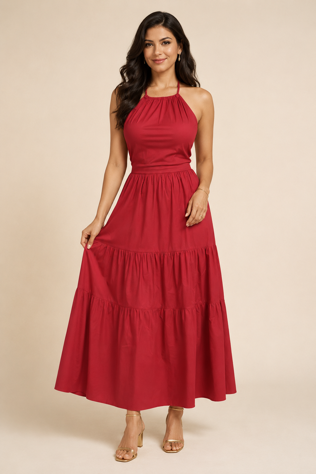 Eloise Poplin Tie Back Midi Dress